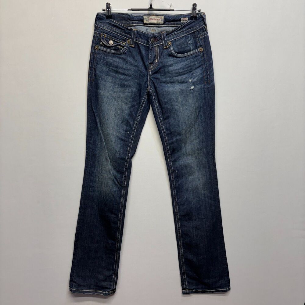 Mek Denim Women Santiago Straight Jeans Size 29x36 Blue Denim C120 -9